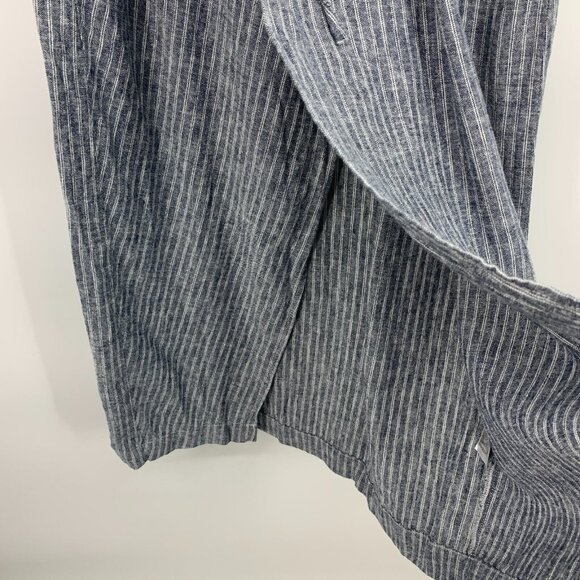 Banana Republic Dress Stripe Linen Blend Faux Wrap VNeck Tie Waist - Picture 9 of 12